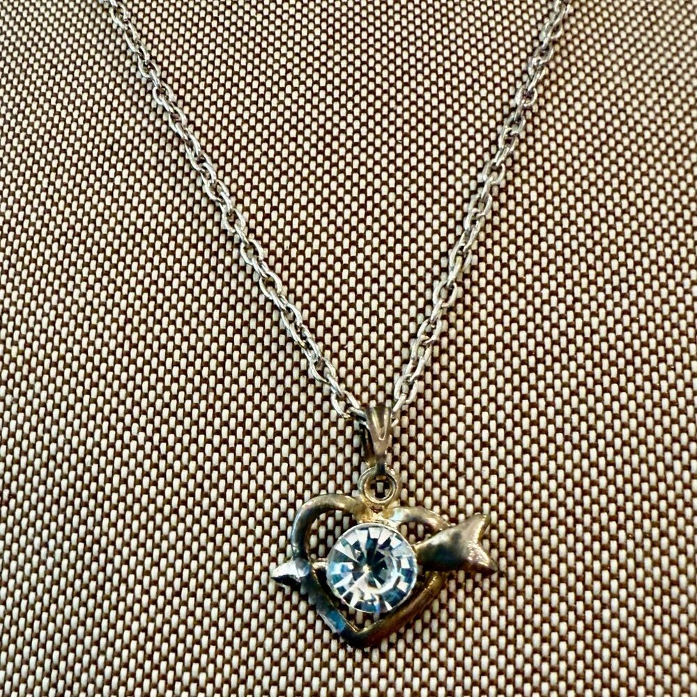 Silver-tone Heart Pendant with arrows Necklace